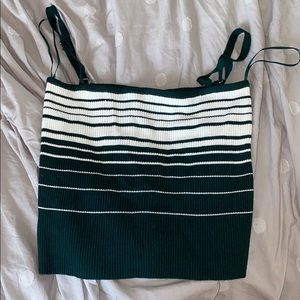 Tilly's green/white stripped cropped tank top